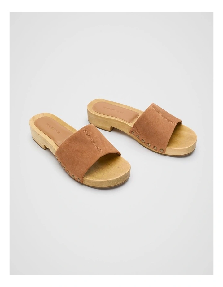 Beth Wooden Clog in Toffee Suede image 3