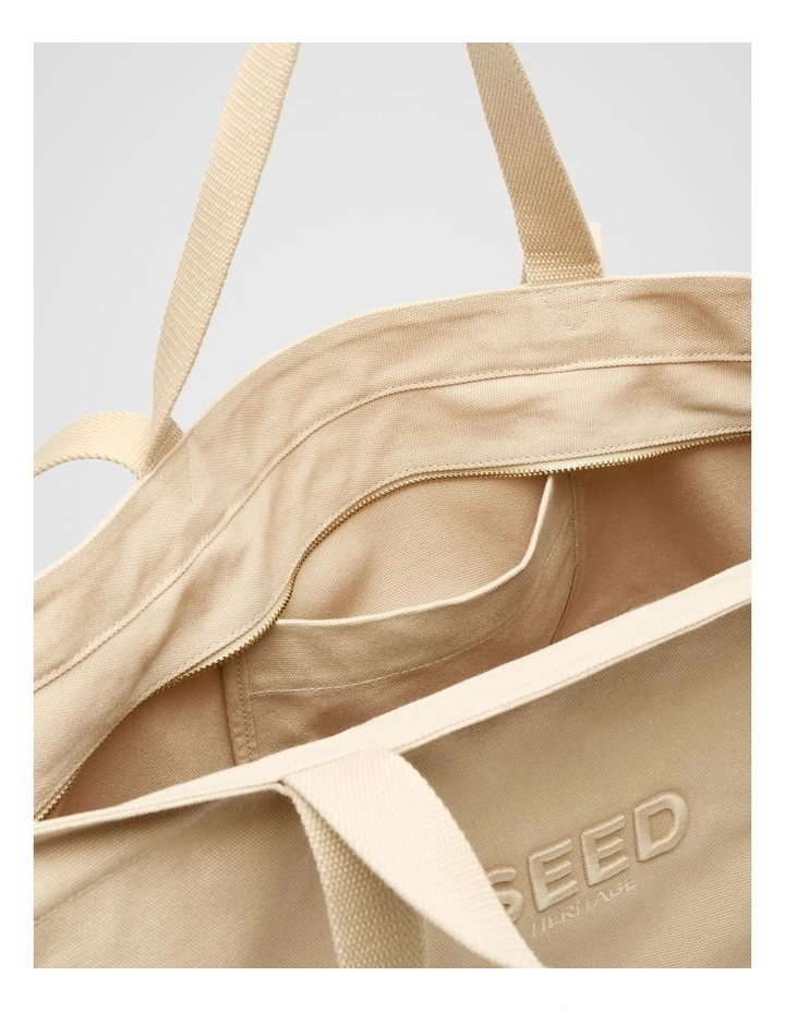 Seed Overnight Tote in Ecru image 4