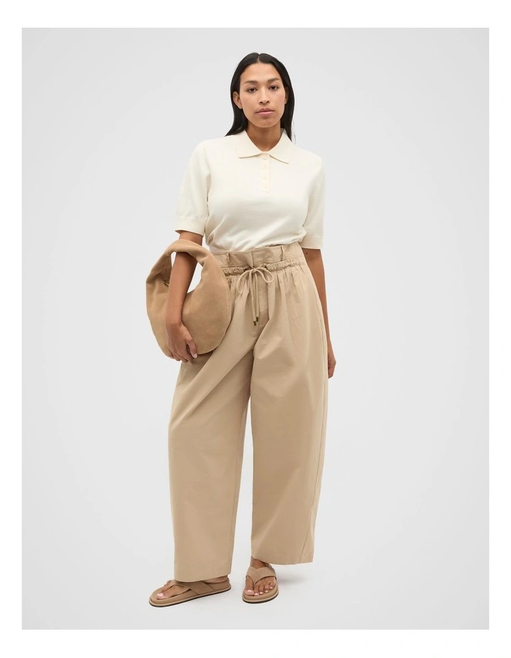 Double Waist Cotton Pant in Iced Latte image 3
