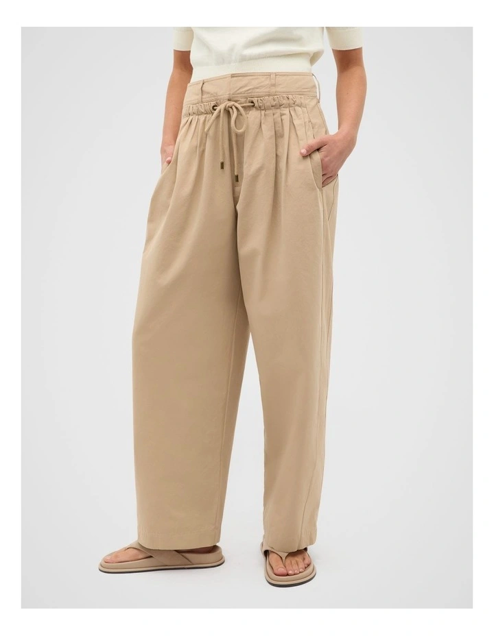 Double Waist Cotton Pant in Iced Latte image 4