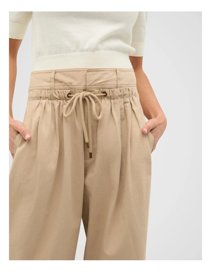 Double Waist Cotton Pant in Iced Latte image 6