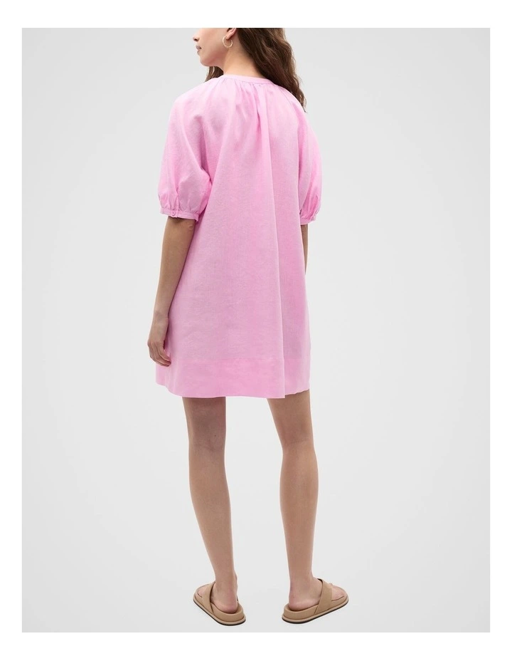 Linen Gathered Mini Dress in Fairy Floss image 2