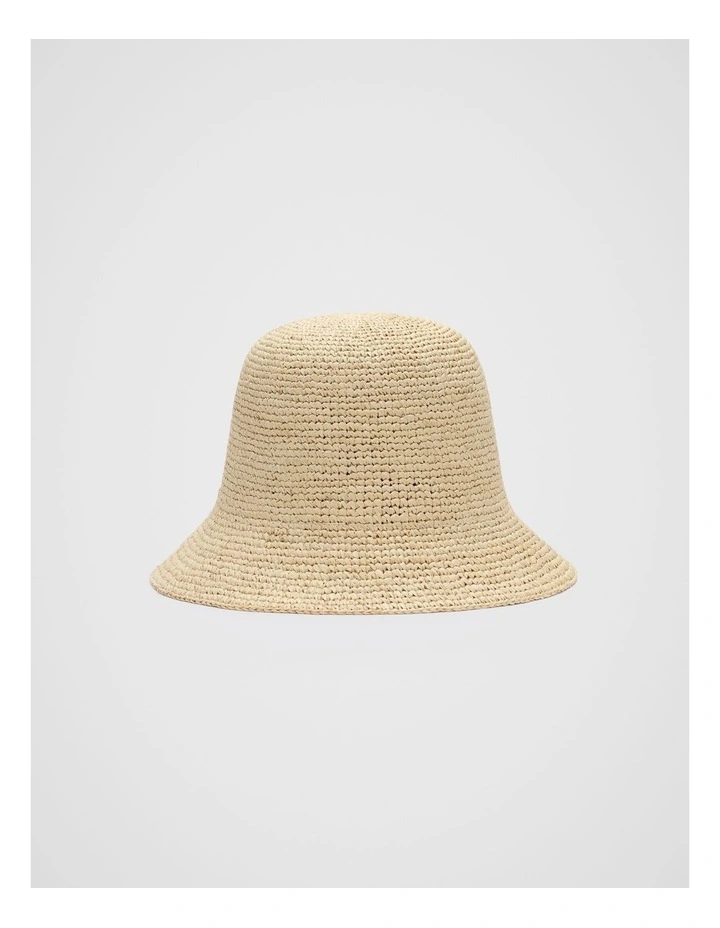 Short Brim Raffia Bucket Hat in Natural image 1