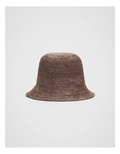 Short Brim Raffia Bucket Hat in Nutmeg