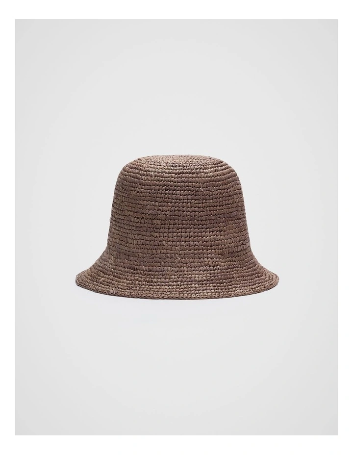 Short Brim Raffia Bucket Hat in Nutmeg image 1