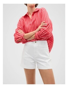 Denim Panel Short in White