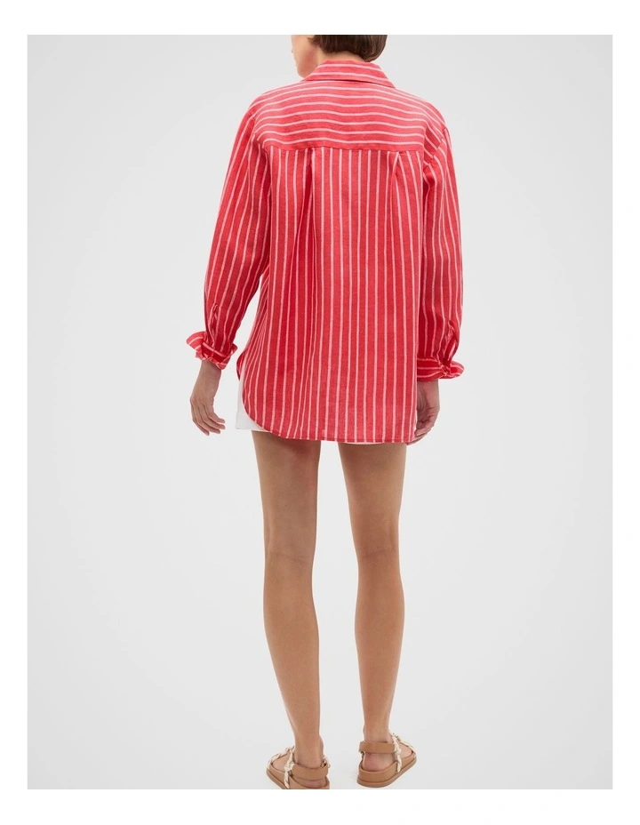 Linen Oversized Shirt in Red image 2