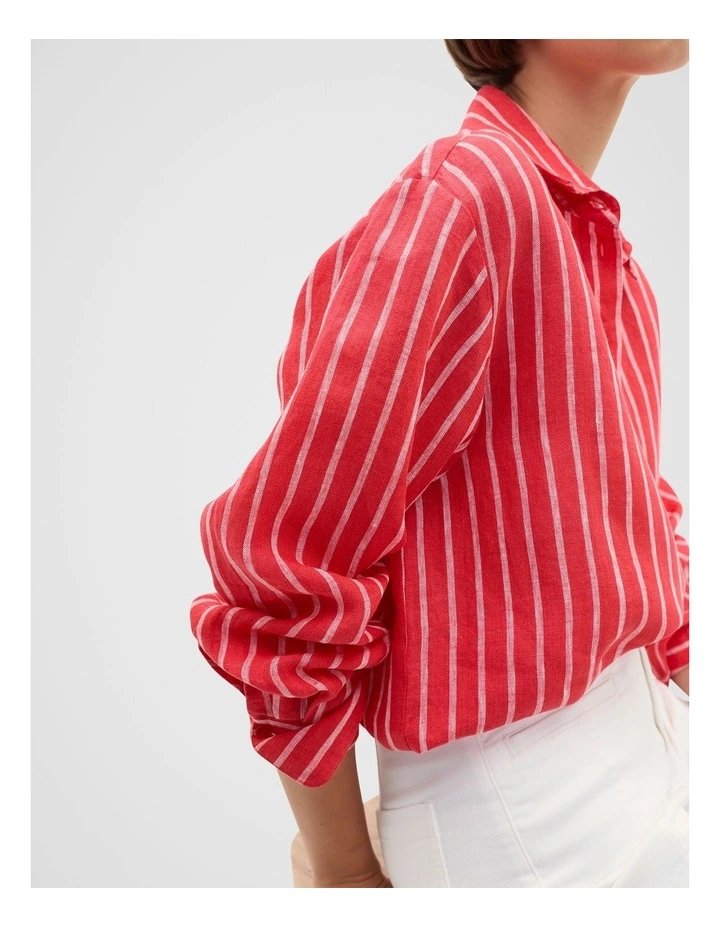 Linen Oversized Shirt in Red image 4