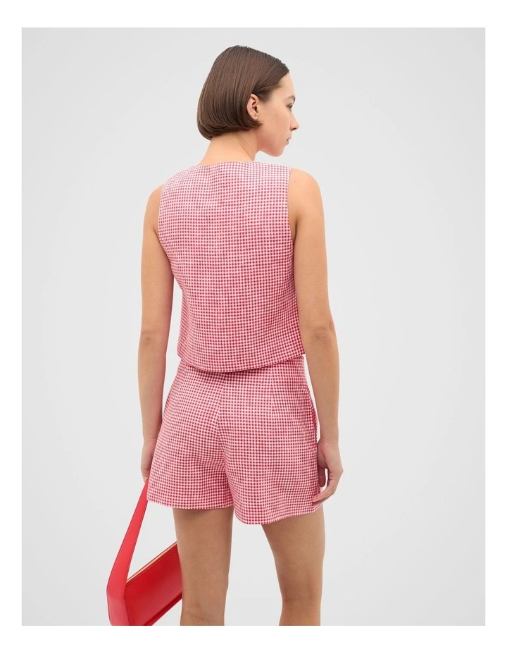 Linen Gingham Vest in Red image 2