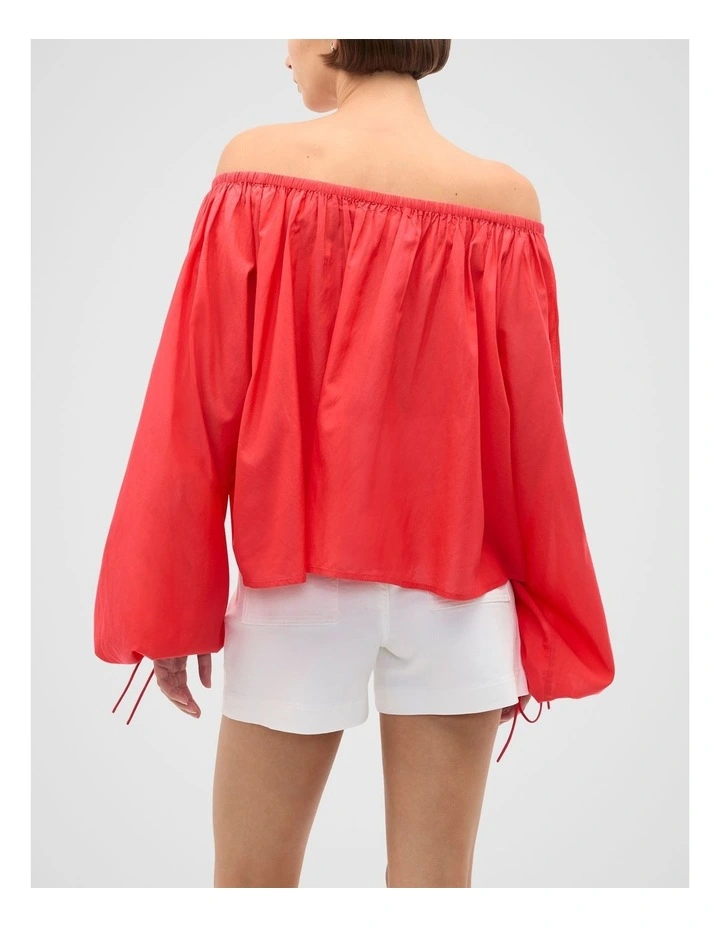 Voile Scoop Neck Blouse in Red image 2