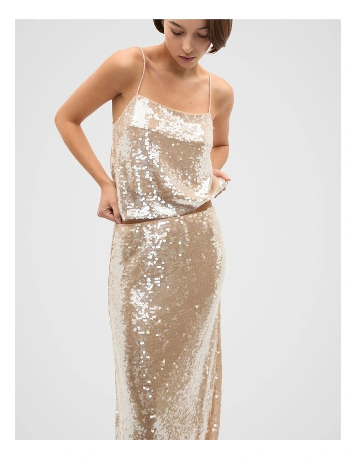 Sequin Embellished Cami in Ecru image 1