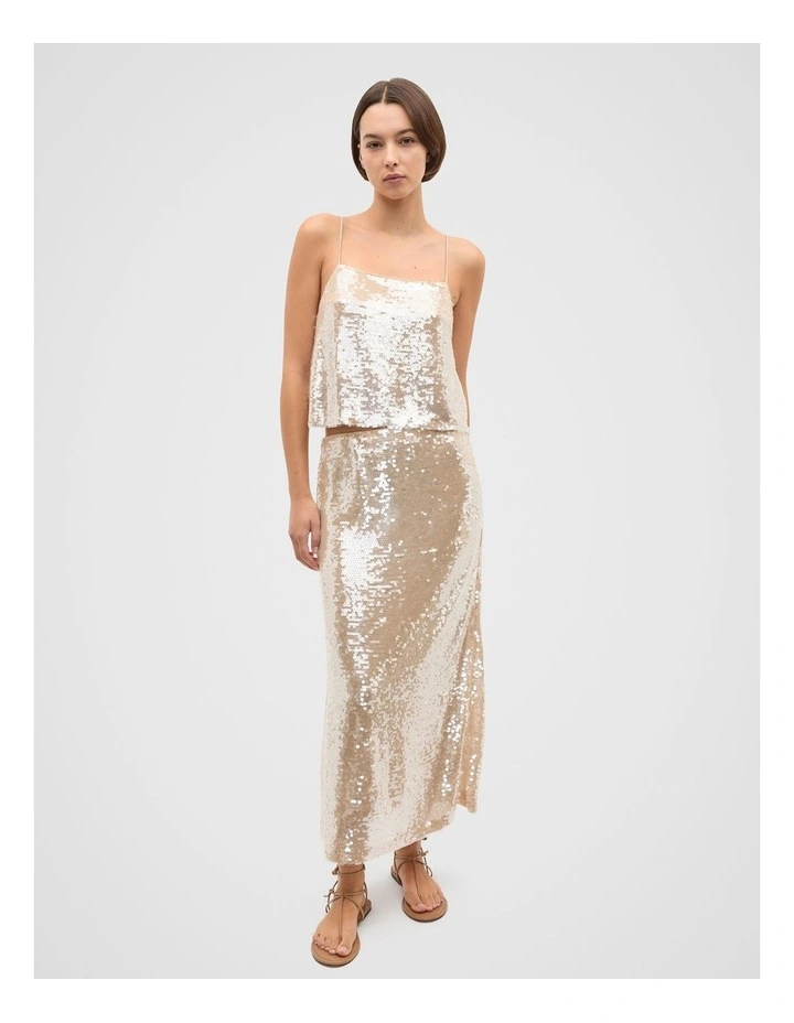 Sequin Embellished Cami in Ecru image 4