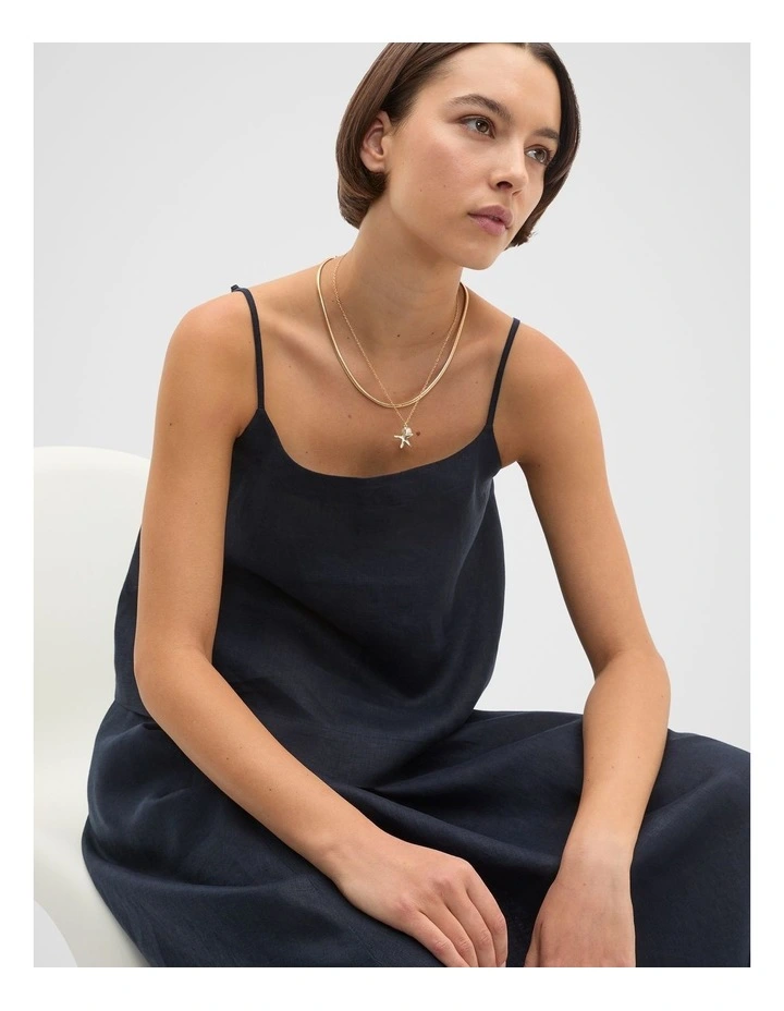 Linen Scoop Cami in Blue image 1