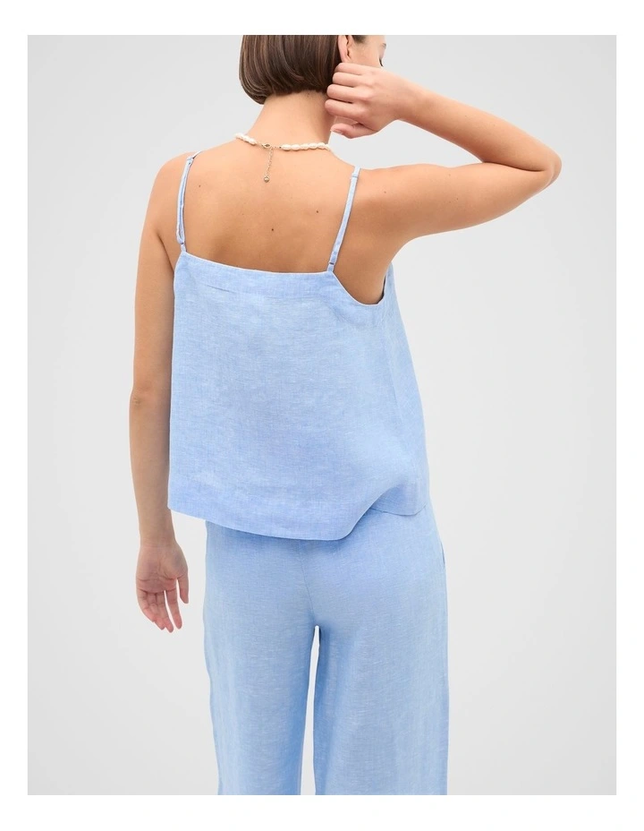 Linen Scoop Cami in Blue image 2