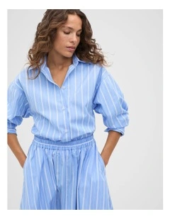 Poplin Variegated Stripe Shirt in Blue