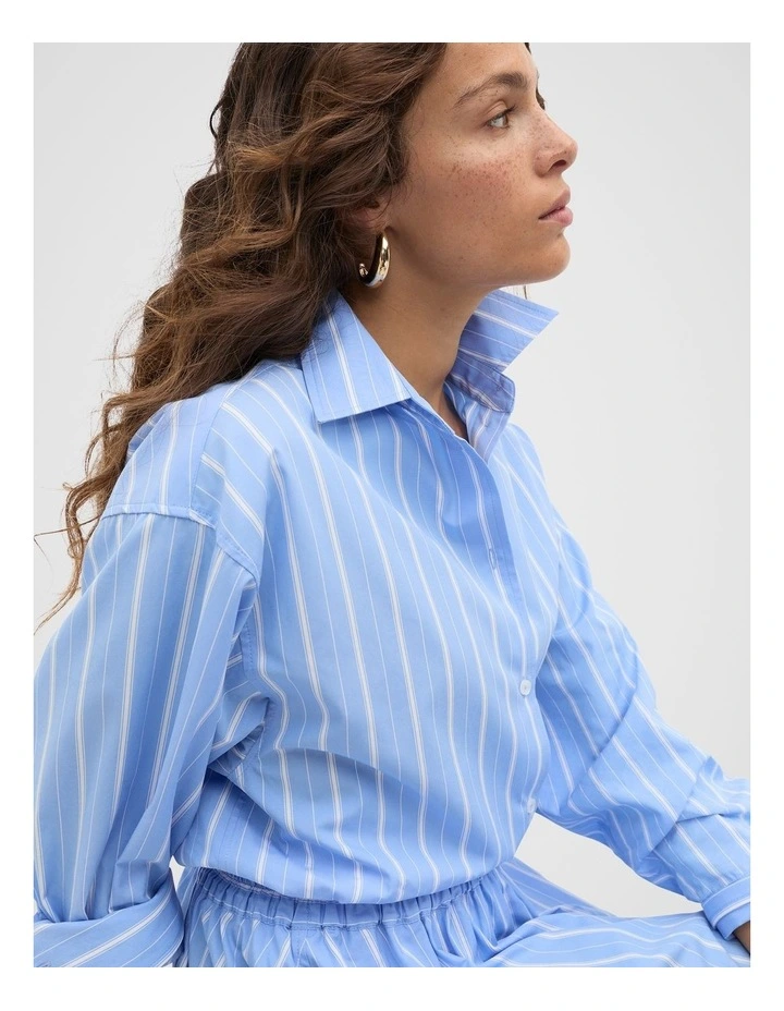 Poplin Variegated Stripe Shirt in Blue image 4