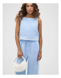 Motif Trim Shell Top in Blue