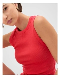 Core Australian Cotton Rib Tank in Red