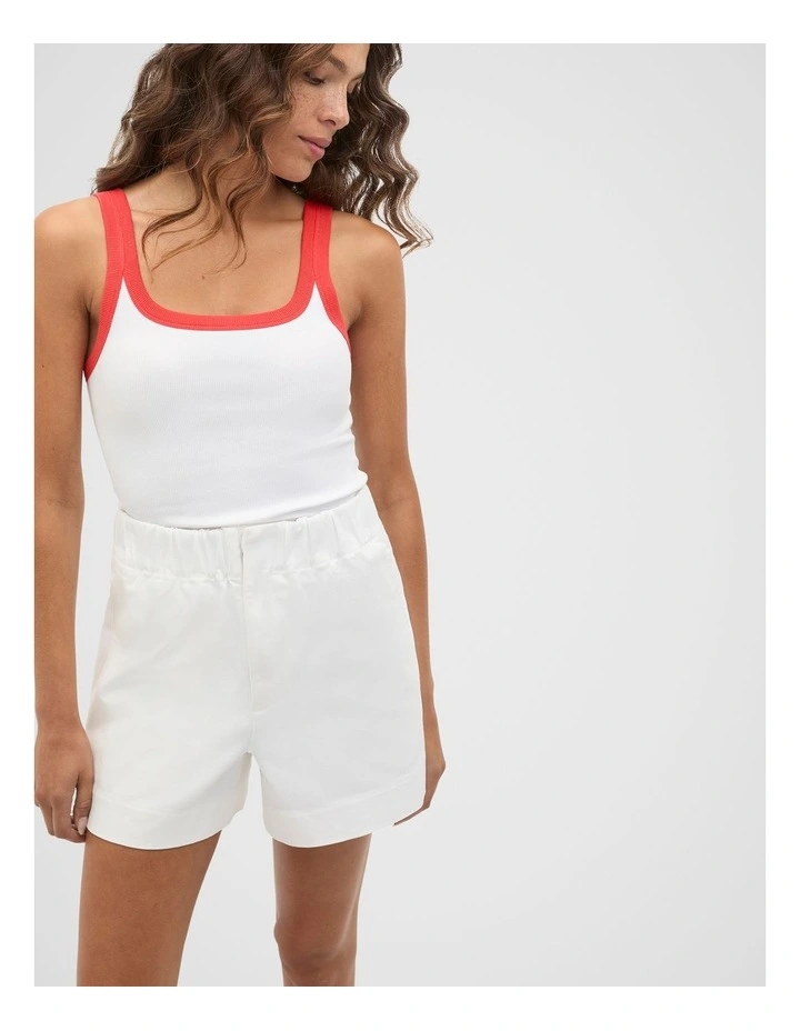 Contrast Bind Rib Tank in White image 1