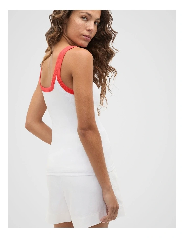 Contrast Bind Rib Tank in White image 2