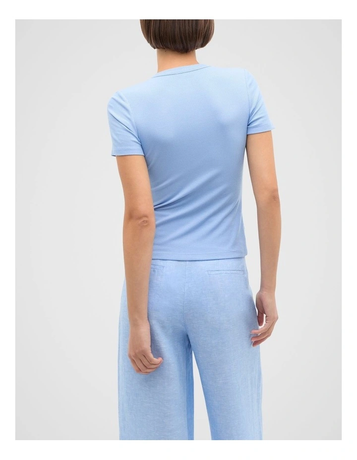 Rib Button Through Top in Blue image 2