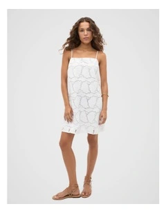 Cutwork Woven Mini Dress in Whisper White