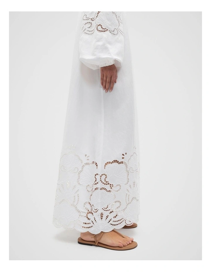 Cutwork Woven Maxi Dress in Whisper White image 3