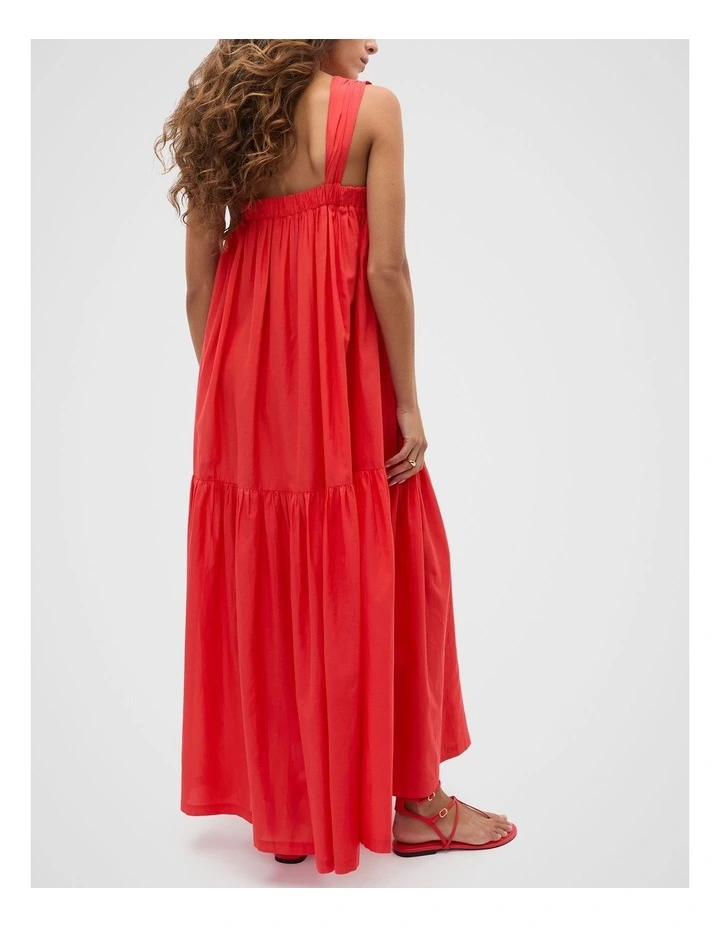 Voile Tiered Maxi Dress in Red image 2
