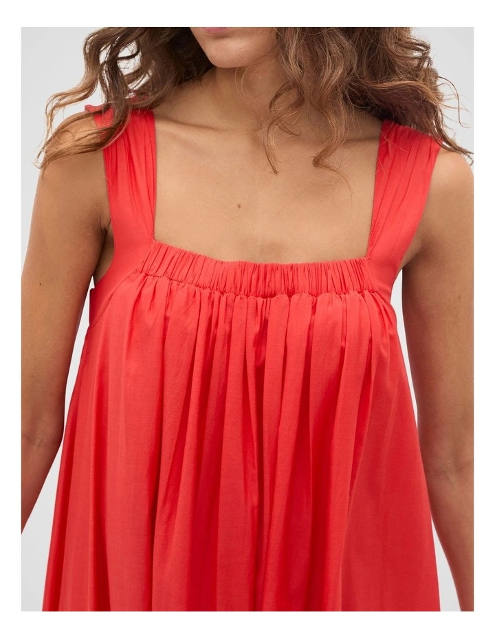 Voile Tiered Maxi Dress in Red image 4