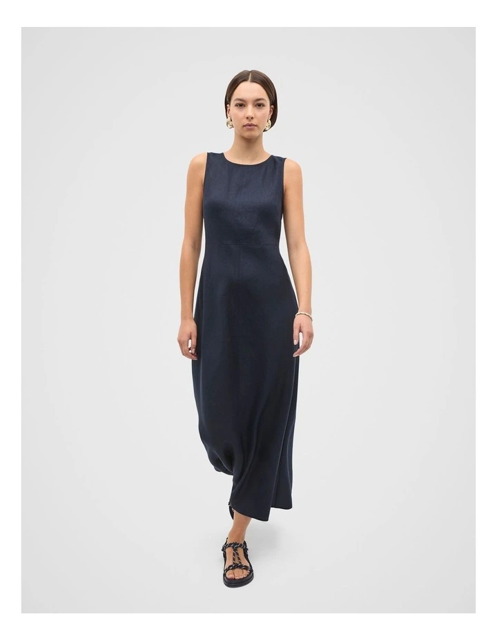 Linen Sleeveless Midi Dress in Twilight Blue image 1