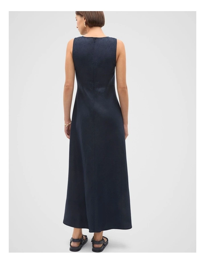 Linen Sleeveless Midi Dress in Twilight Blue image 2