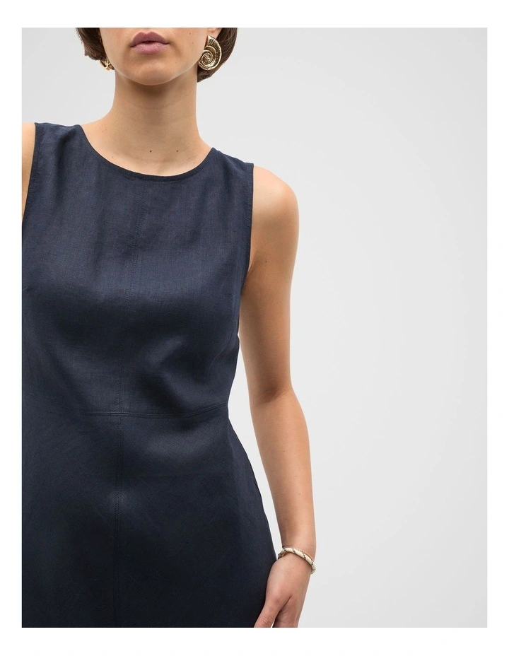 Linen Sleeveless Midi Dress in Twilight Blue image 3