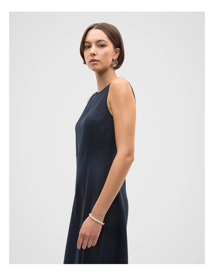 Linen Sleeveless Midi Dress in Twilight Blue image 4