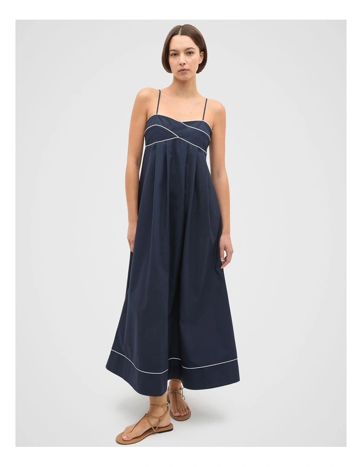 Cotton Tipping Maxi Dress in Twilight Blue image 1