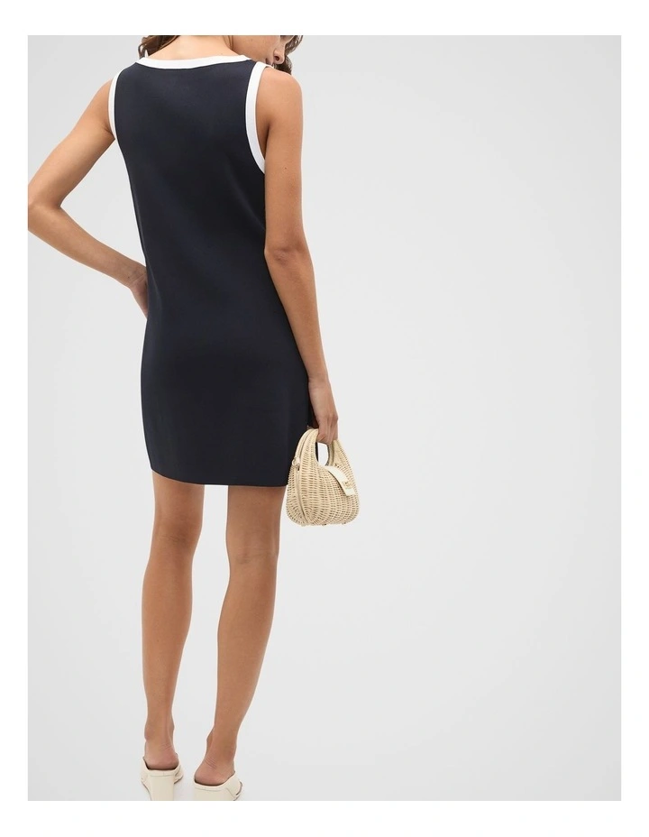 Contrast Pocket Knit Mini Dress in Twilight Blue image 2