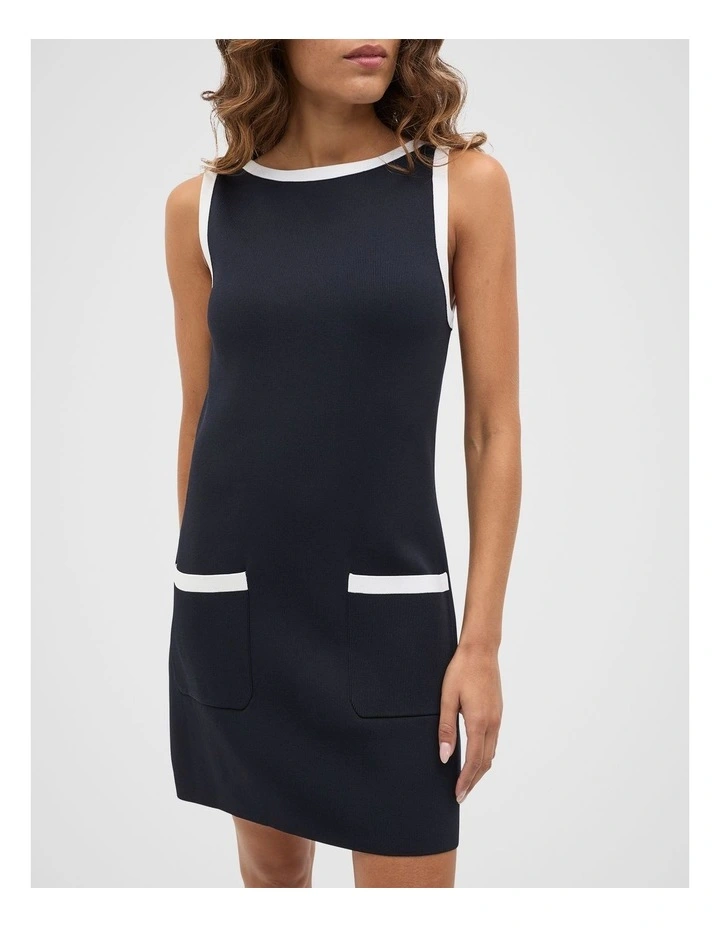 Contrast Pocket Knit Mini Dress in Twilight Blue image 4