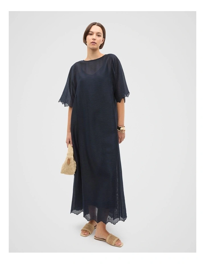 Lyocell Blend Kaftan Maxi Dress in Twilight Blue image 1