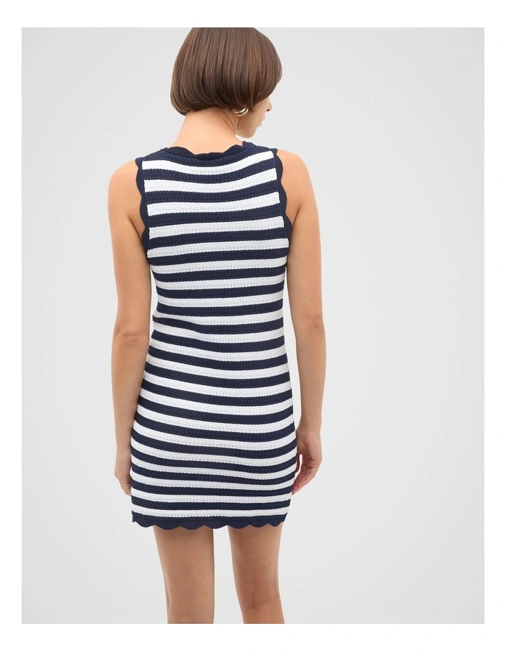 Scallop Stripe Knit Dress in Twilight Blue Stripe image 2
