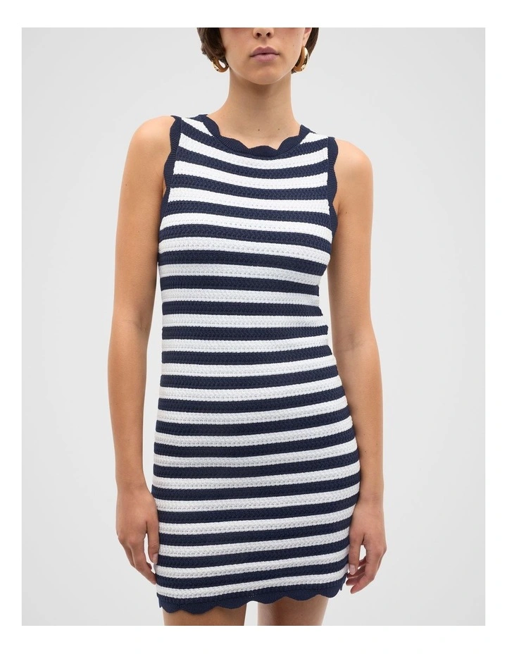 Scallop Stripe Knit Dress in Twilight Blue Stripe image 4