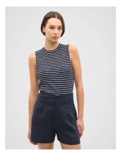 Stripe Textured Shell Top in Twilight Blue Stripe