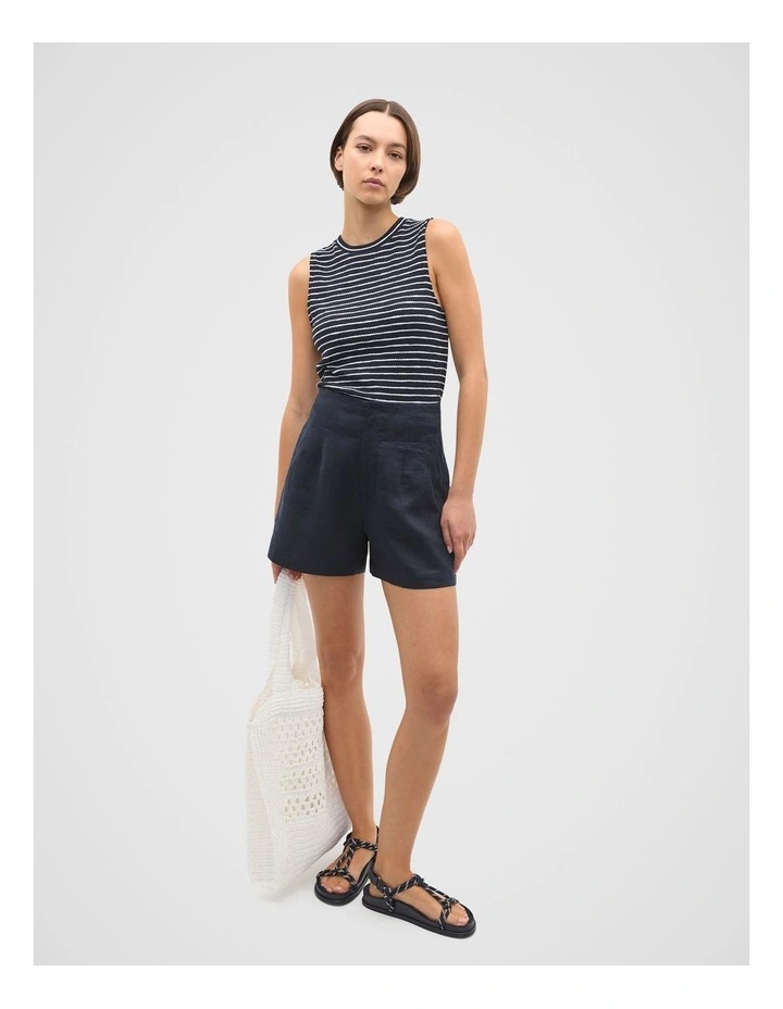 Stripe Textured Shell Top in Twilight Blue Stripe image 3