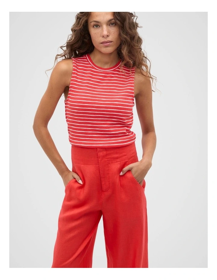 Stripe Textured Shell Top in Electric Crimson Stripe image 1