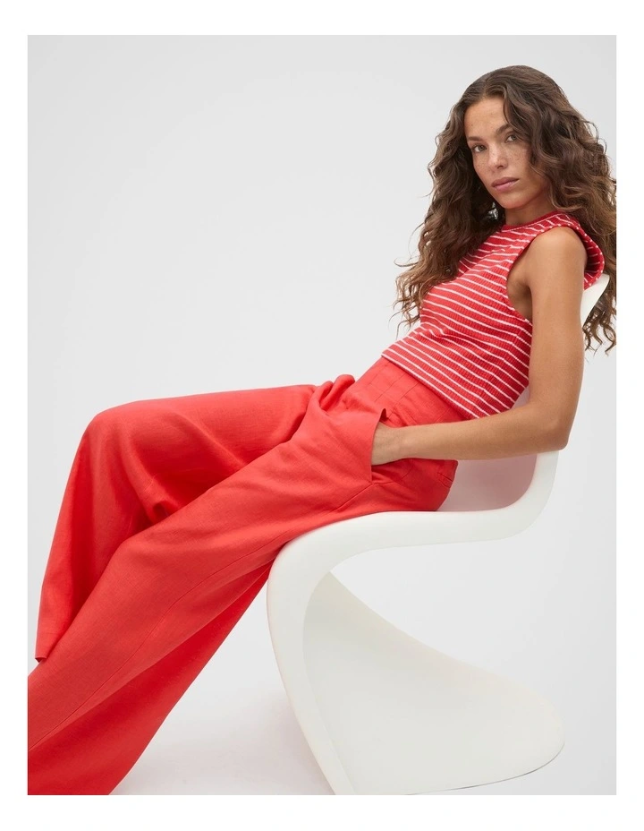 Stripe Textured Shell Top in Electric Crimson Stripe image 3