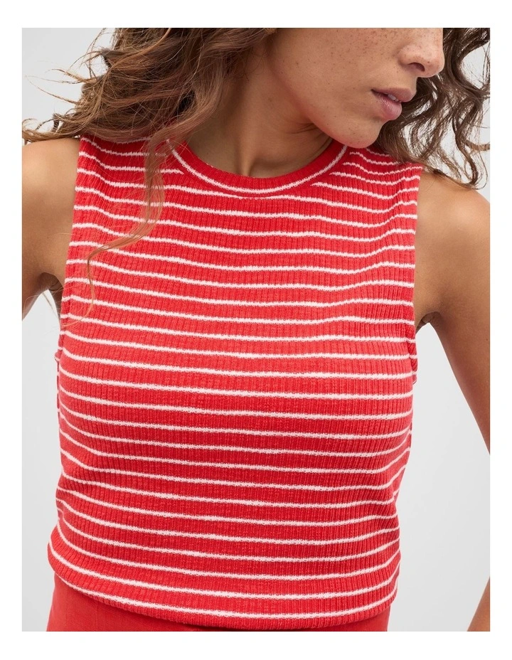 Stripe Textured Shell Top in Electric Crimson Stripe image 4