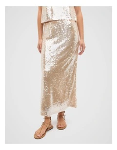 Sequin Embellished Skirt in Ecru