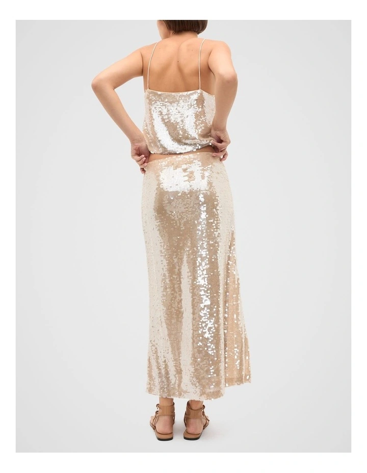 Sequin Embellished Skirt in Ecru image 2