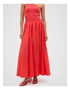 Voile Gathered Skirt in Red