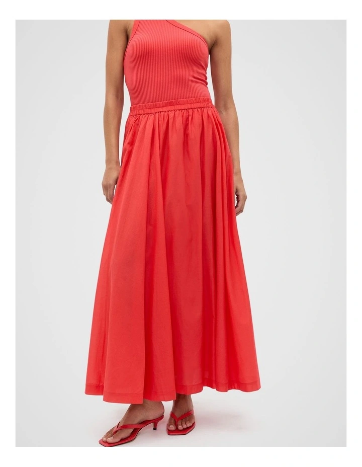Voile Gathered Skirt in Red image 1