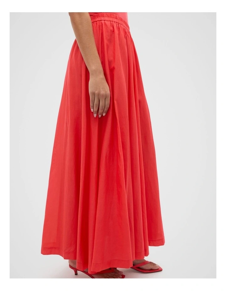 Voile Gathered Skirt in Red image 3