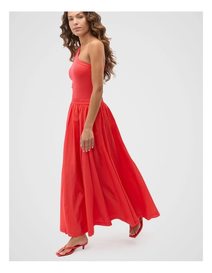 Voile Gathered Skirt in Red image 4